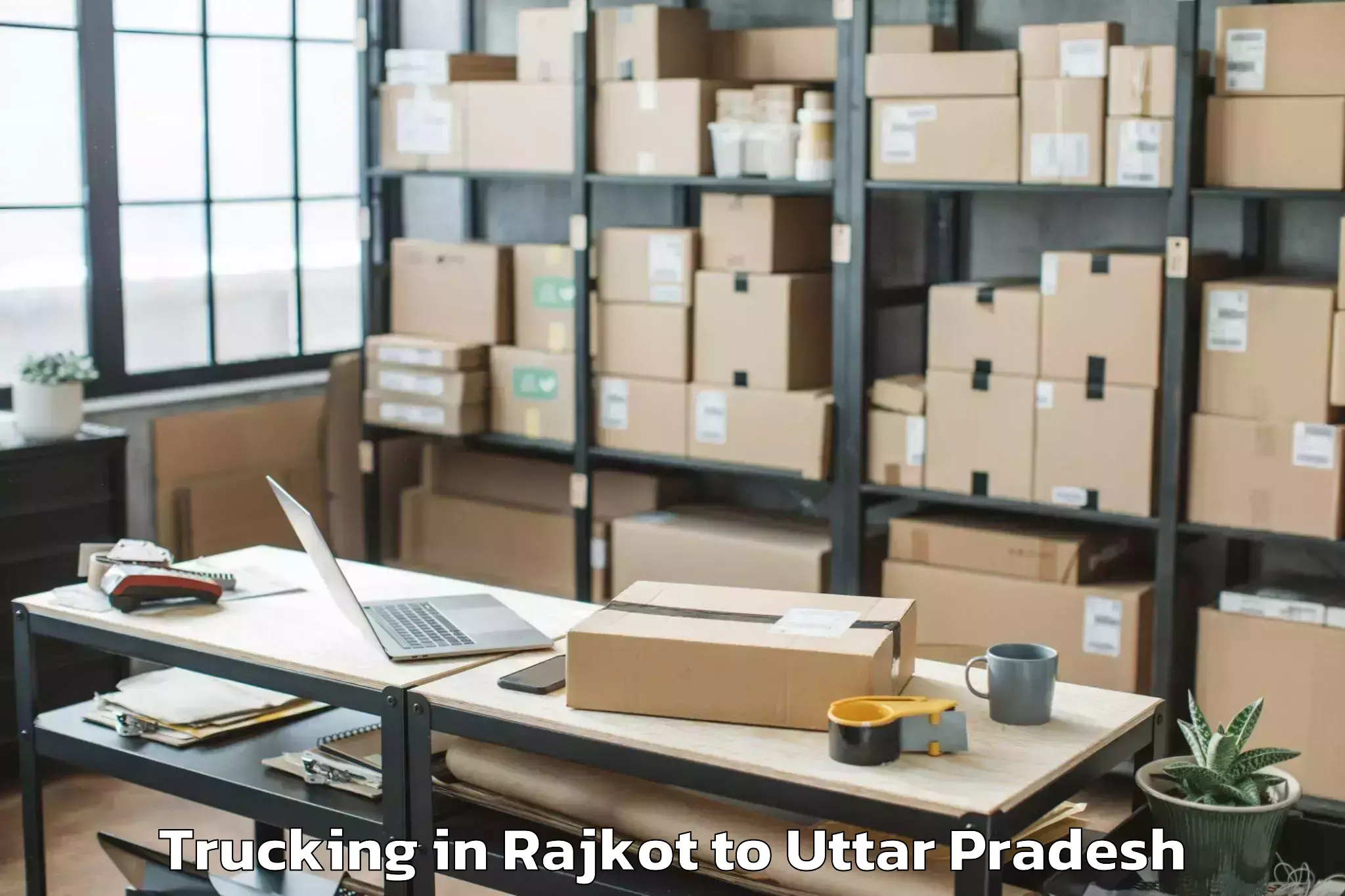 Book Rajkot to Unnao Trucking Online